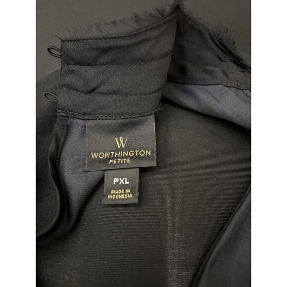 WORTHINGTON Womens Black Sleeveless Mock Neck Blouse Keyhole Back Flowing PXL - Picture 10 of 11